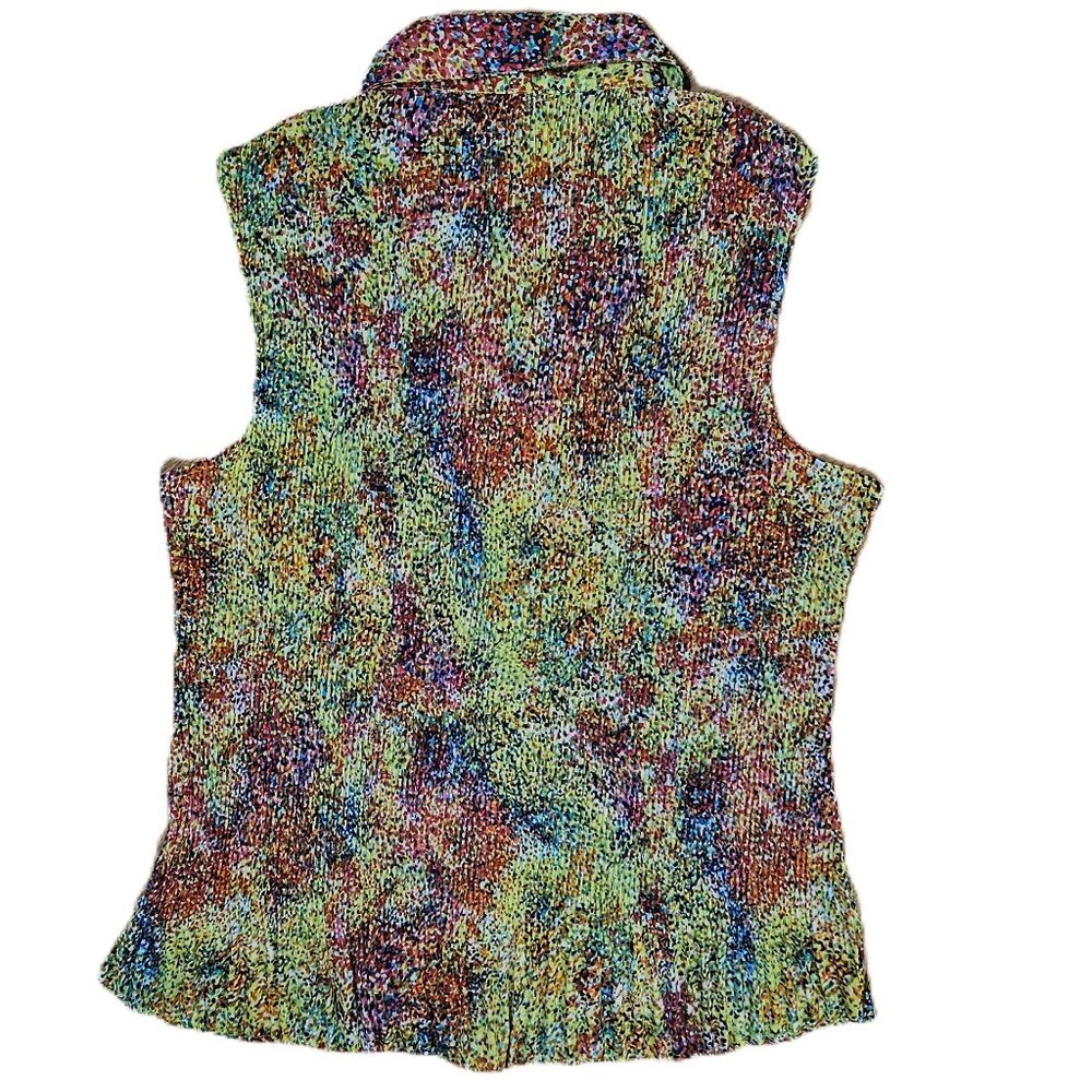 Woman’s Essentials by Milano Colorful Sleeveless Button Down Blouse 1X Like New! - Picture 3 of 15